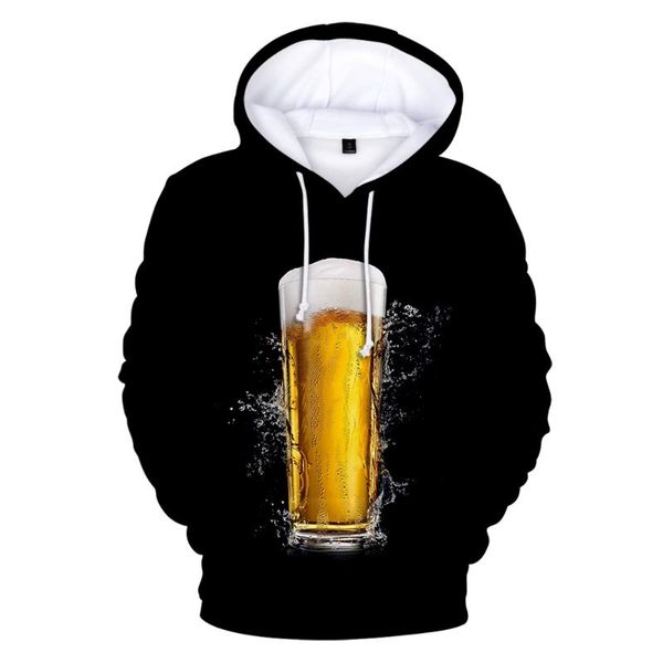 

men's hoodies & sweatshirts 2021 beer day 3d casual style men women fashion harajuku strretwear hooded pullover hip hop hoody, Black