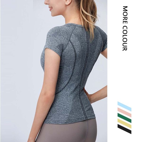 

l-3053 women fitness quick dry shirts yoga swiftly tech clothing sports outfits round neck solid color lady crossway
