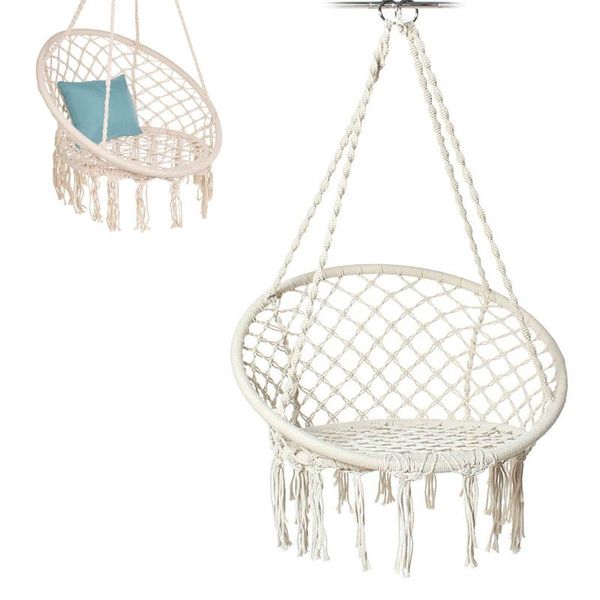 

camp furniture beige hanging hammock chair swing rope outdoor indoor bar garden seat for children child