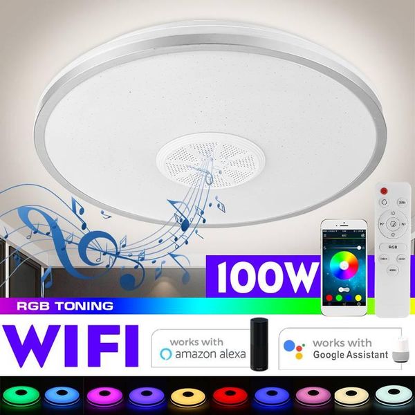 

ceiling lights 100w modern rgb led smart light home bedroom living room wifi app intelligent control lamp bluetooth music
