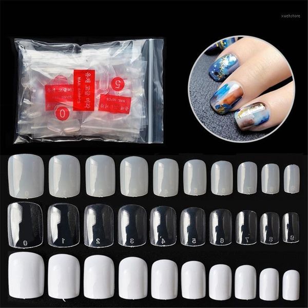 

500pcs diy false finger nail tips acrylic nails french full cover set1, Red;gold