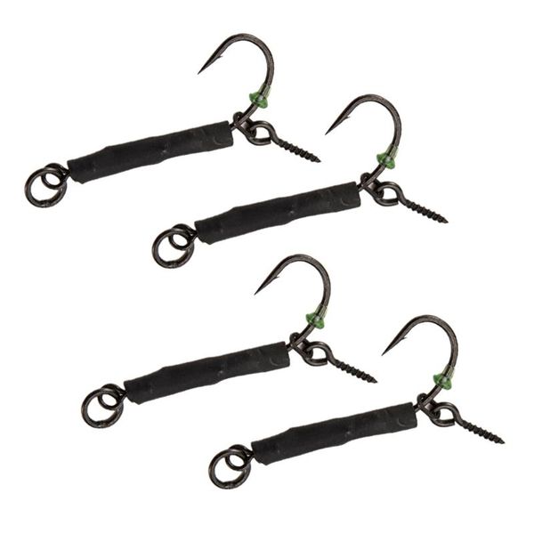 

4x ready tied ronnie rigs set carp up coarse fishing barbed hooks tackle
