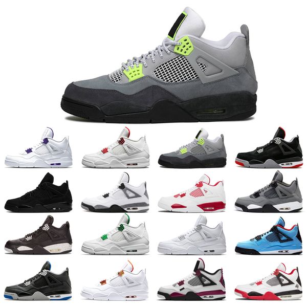 

man's basketball shoes 4s high cut black cat court purple neon bred alternate motorsport orange metallic white cement cool grey pine gr