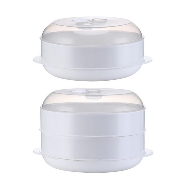 

round single/double tier steamer box with lid for microwave oven kitchen veggies fish cookware environmental storage bottles & jars