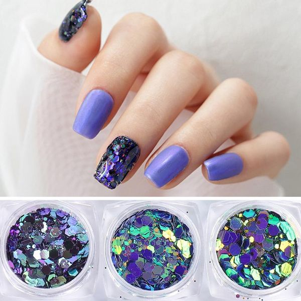 

nail glitter art sequins, laser irregular hexagonal chameleon bottled sequins for nails born pretty, Silver;gold