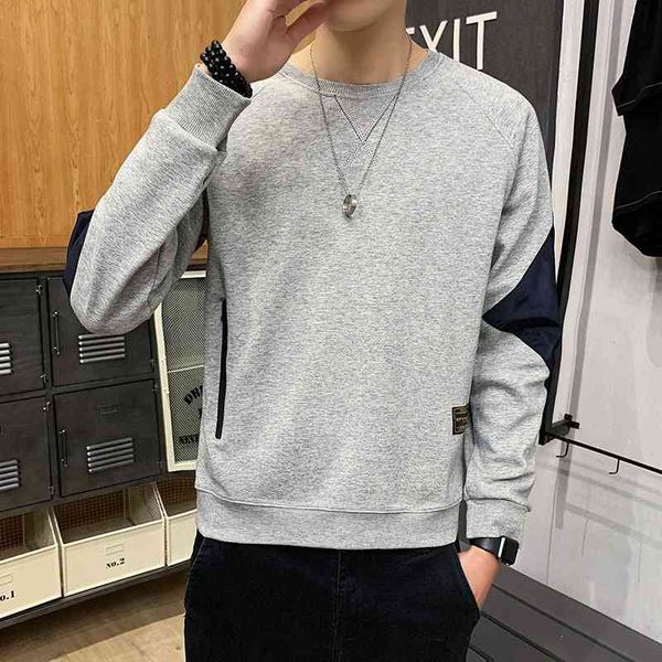 

2021 winter new cotton sweater men's large round neck casual bottoming long sleeve t-shirt autumn clothes men, Black