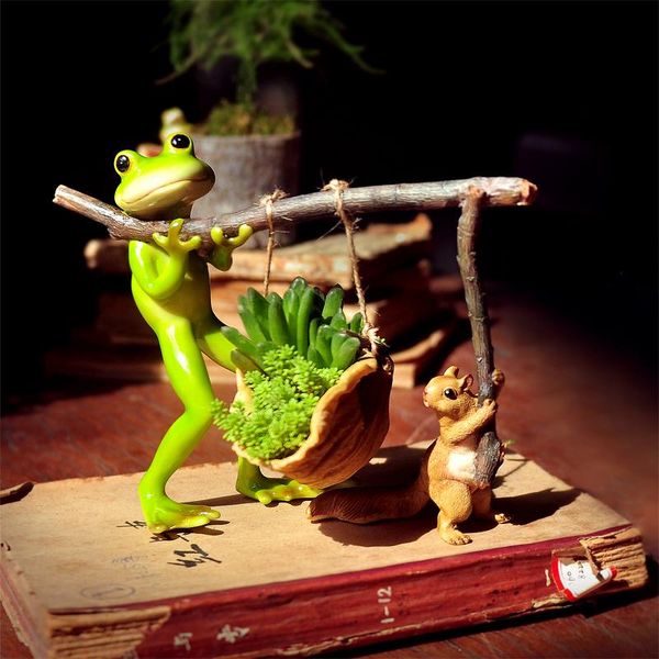 

decorative objects & figurines sales creative cute frog animals fleshy plant flowerpot resin arts and crafts miniature modern cn(origin) 1pc