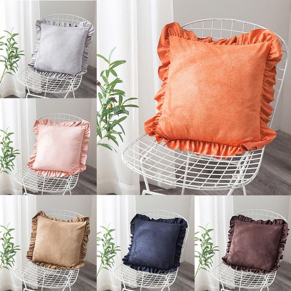 

pillow case ruffle cushion cover solid color pillowcases cotton fabric decorative bedroom sofa room decoration 45x45cm