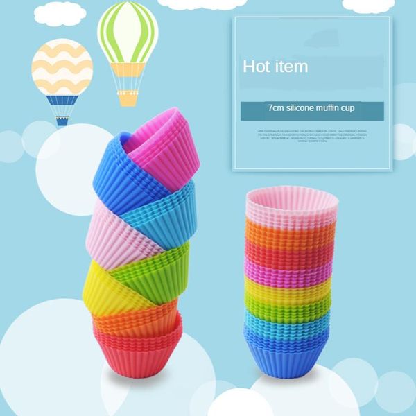 

cake mold 6 pcs silicone muffin cup round 7cm 8-colors baking accessories pastry and bakery decoration stand mould soft moulds