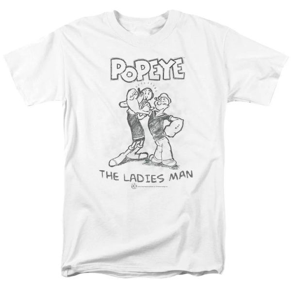

popeye ladies man t-shirt sizes s-3x new, White;black
