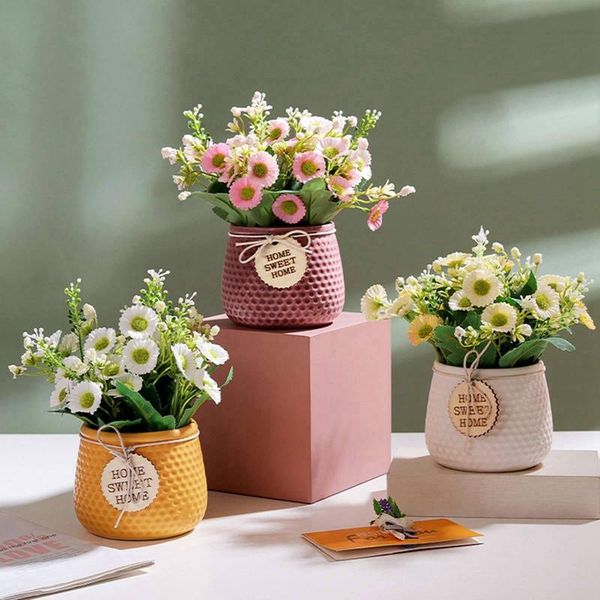 

decorative flowers & wreaths artificial ceramic flower vase 20*11cm pot faux bouquet home living room office dorm deskdisplay el garden