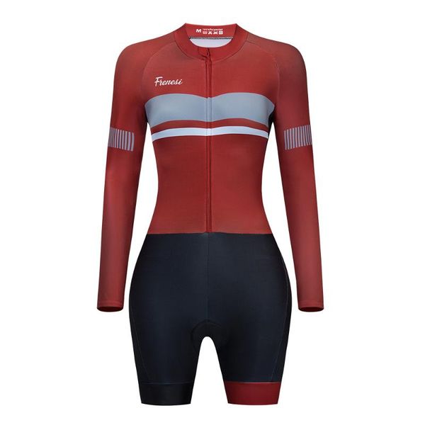 

frenesi women long sleeve triathlon cycling wear outdoor sports jumpsuit with belt pocket maillotmacaquinho gel skinsuits racing sets, Black;blue