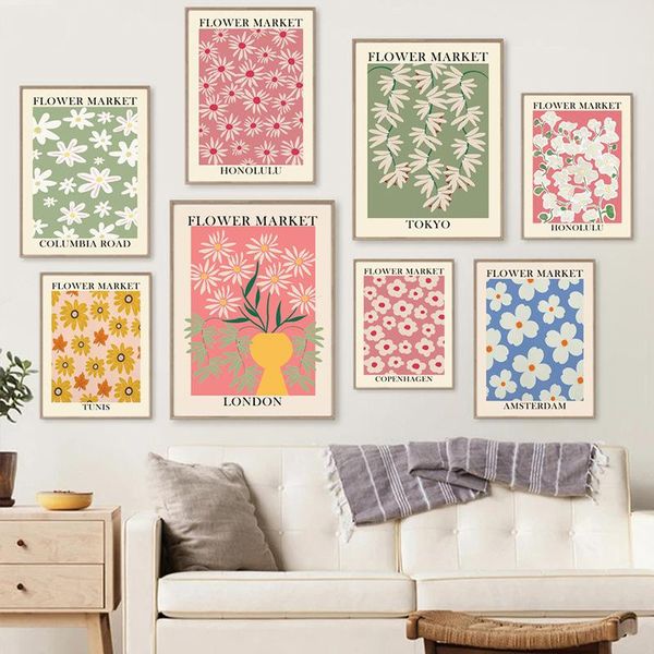 

paintings abstract flower market art prints canvas painting watercolor nordic wall posters pictures for living room home decor