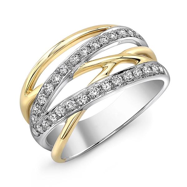 

wedding rings exquisite geometric lines micro-inlaid zircon color separation ladies ring fashion engagement hand jewelry, Slivery;golden