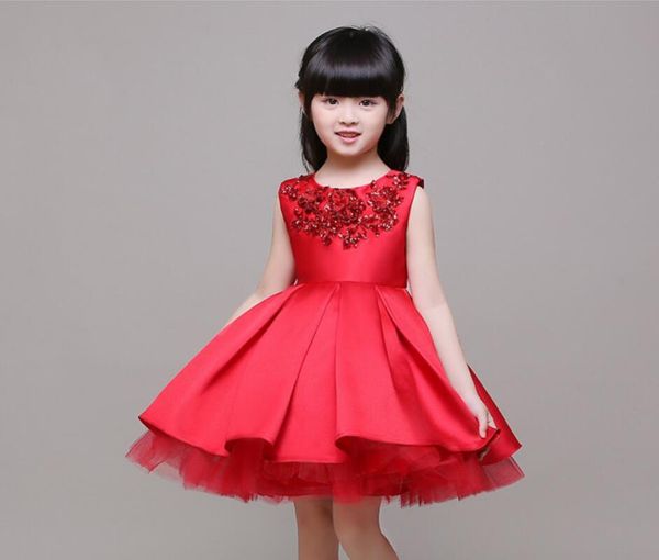 

girl's dresses red costumes party knee length girl pageant dress flower evening princess clothes kid fashion ball gowns, Red;yellow