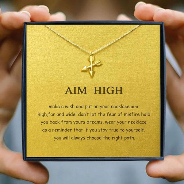 

pendant necklaces arrow bow feather necklace aim high sagittarius alloy clavicle short chian simple women gift box love valentine jewelry, Silver