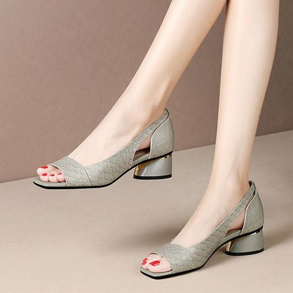 

cresfimix zapatos de mujer women grey peep toe slip on pumps lady casual comfort green high heel shoes e6406x, Black