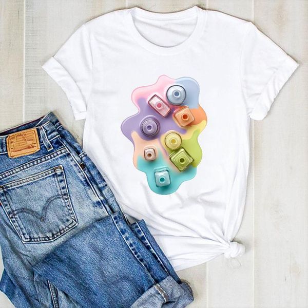 

men lady fingernail 3d t shirt nail art kawaii style ladies summer tee mens female clothes graphic, White;black