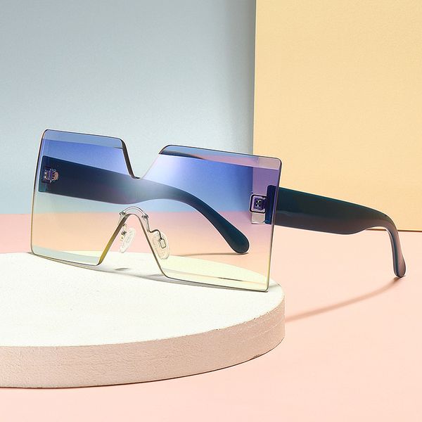 2021 novo quadro grande óculos na moda aparar sem aro óculos de sol design de moda dois peças 10 cores por atacado