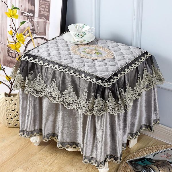 

flannel bedside table cover cloth european style lace bedroom fabric small square towel luxury skirt