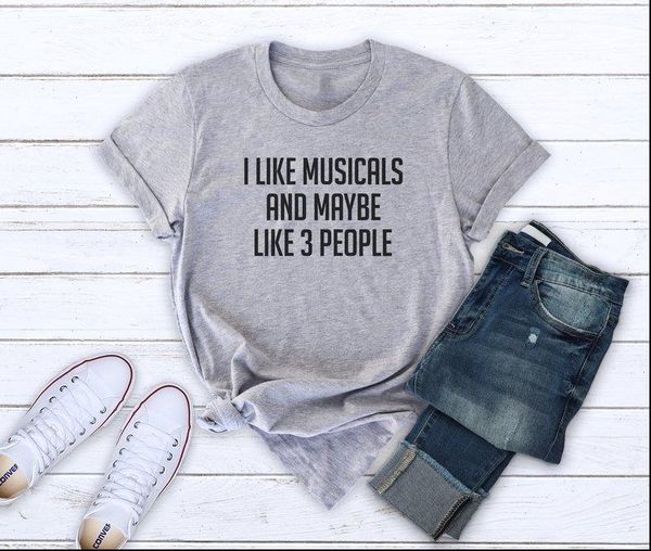 

i like musicals letters cotton womens t shirt casual funny yong girl tee drop ship s 211, White