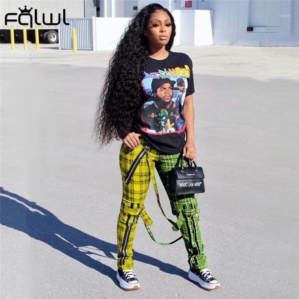 

women's pants & capris fqlwl y2k zipper high waist paid women trousers joggers patchwork sweat female streetwear bodycon ladies 2021, Black;white