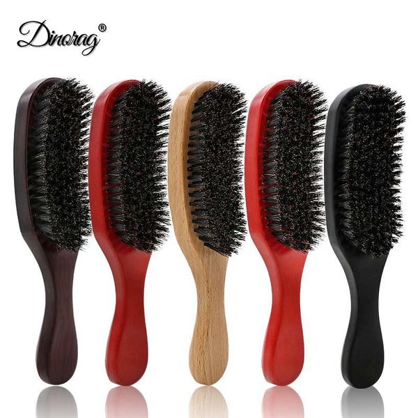 

hair brushes natural boar bristle men's beard brush wooden wave anti-static mustache shaving comb for malestyling face massage salon to, Silver