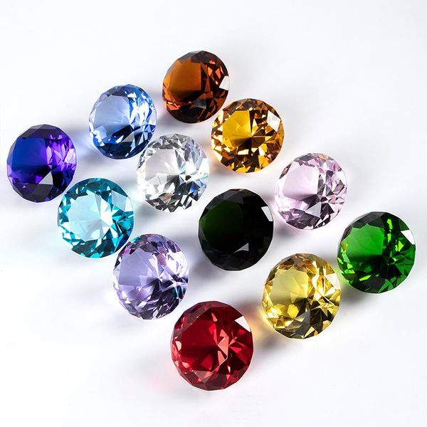 

decorative objects & figurines 40mm 12 pcs/lot k9 crystal colorful diamond paperweight crafts home decoration wedding party ornament