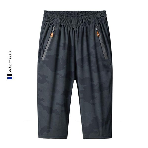 

men's shorts summer ice silk cropped pants man sports large size fashion men and quick-drying five-point -40, White;black