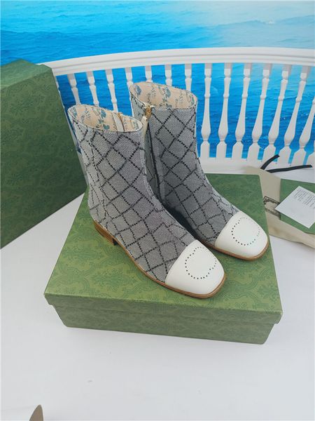 

designer luxury women's canvas marmont ankle bootie stiletto boots brown booties shoes with original box, Black