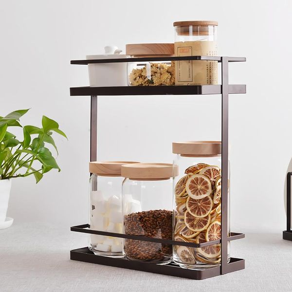 

hooks & rails 1pc multifunctional storage square rack double layers for kitchen