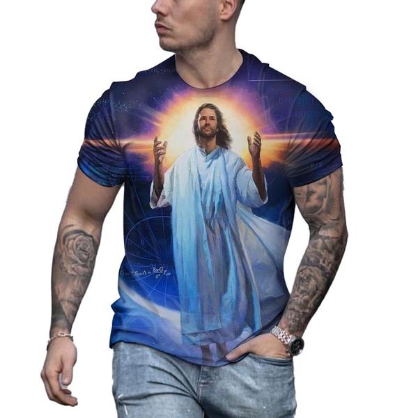 

men's t-shirts 3d printed t-shirt, god 1 series pattern t-shirt for men, summer ultra-thin breathable top, White;black