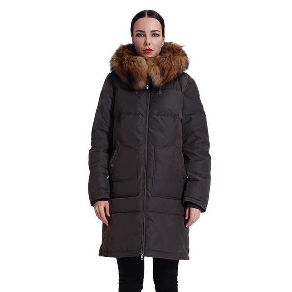 

women's down & parkas women jacket real fur female cotton plus coat outwear windproof quilted quality warm waterproof hood ladies cloth, Black