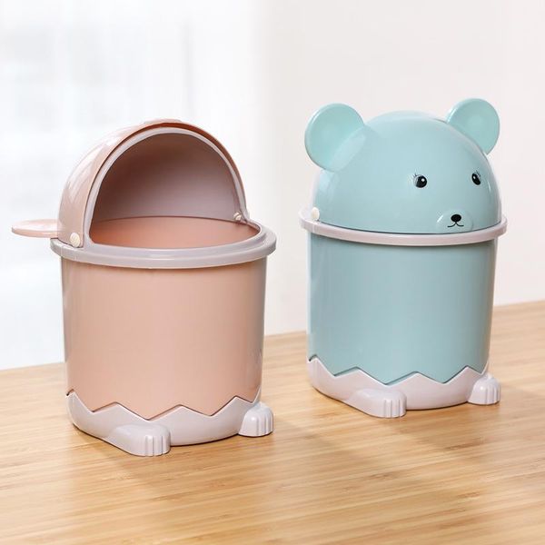

waste bins desk trash can mini cartoon garbage bin with lid storage plastic deskpaper basket