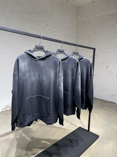 

men's hoodies & sweatshirts vintage high street washed men autumn winter loose pockets full sleeve pullovers retro casual male, Black