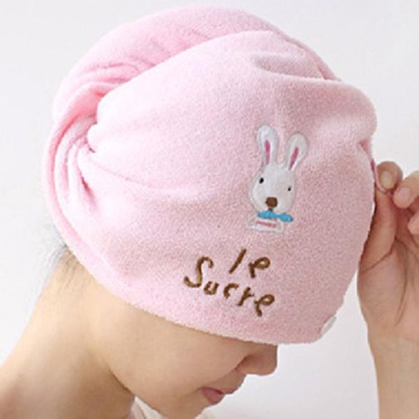

towel cute dry hair cap coral velvet super absorbent turban quickly hat wrapped bathing accessories