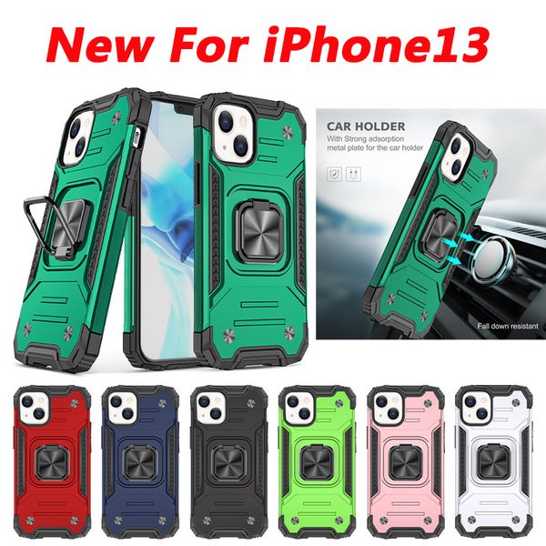 Armor Magnetic Awer Holder Holder Case Case для iPhone 13 12 11 Pro X XR XS MAX 6 7 8 PLUS Корпус с противодействия и осенняя крышка