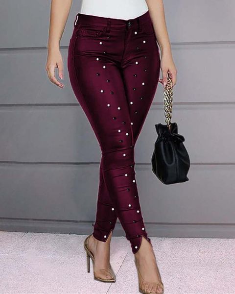 

women's pants & capris high waist diamond front split pencil pant trousers women skinny casual, Black;white