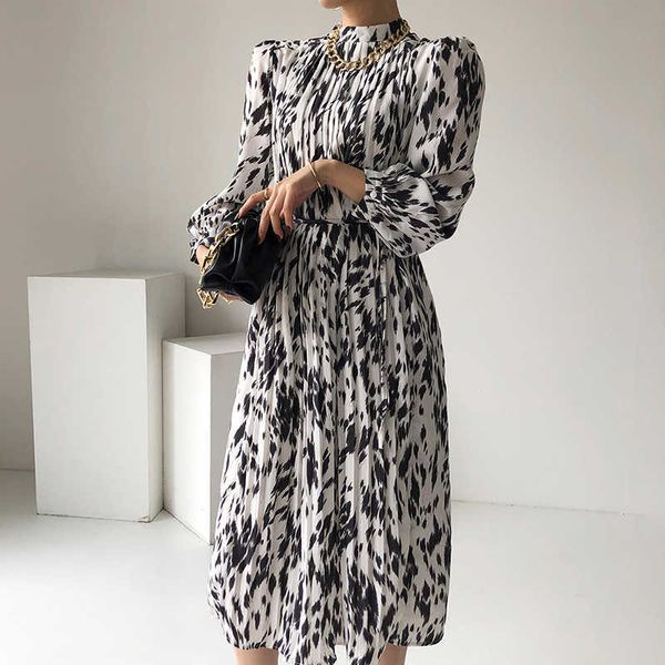 

long sleeve dresses for women streetwear a-line chiffon korean fashion spring white lady clothes summer vestidos mujer 210625, Black;gray