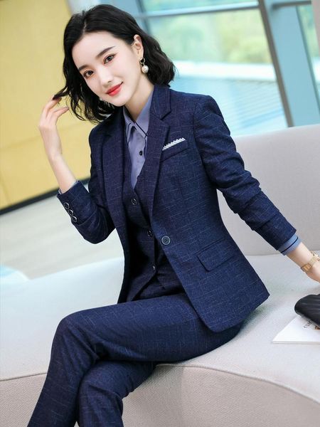 

fabric formal women business suits female pantsuits autumn winter professional ol styles ladies work wear blazers women's two p, White