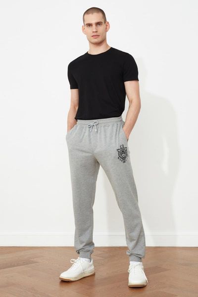 

running pants trendyol male slim fit printed sweatpants tmnss21ea0141, Black;blue