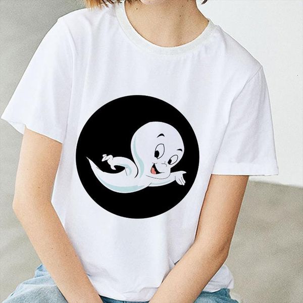 

summer ghost cartoon printed and mens women fashion harajuku short sleeve white thin section clothes, White;black