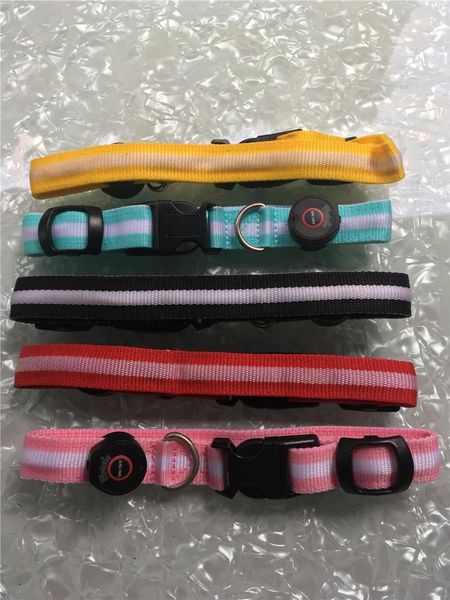 

dog collars & leashes 50pcs dhl led dollar collar 6 colors quality adjustable flash retail pet products in night ring