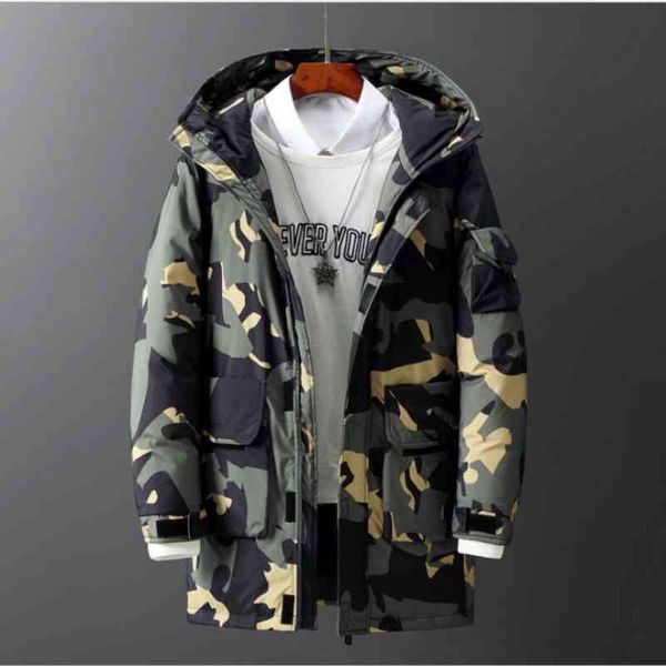 

men's tooling down jackets casual camouflage solid color men clothing winter thicken warm outdoor mens coats new trendy, Black