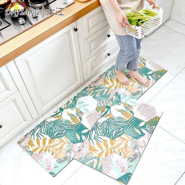 

carpets nordic style pu leather kitchen mat waterproof and oil-proof floor household full pvc carpet long strip doormats