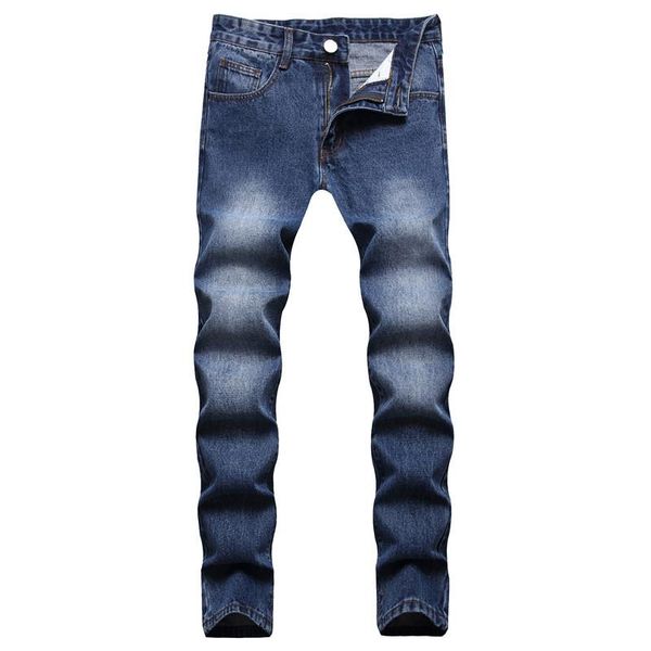 

men's jeans 2021 leisure washed-out straight blue