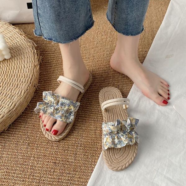 

shoes flower slippers flat platform luxury slides flock low slipers women designer 2021 soft summer basic pu floral rubber, Black