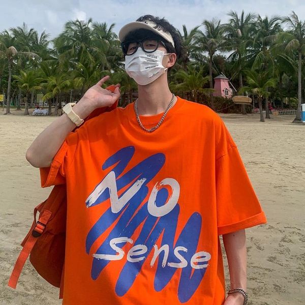 

cotton hong kong wind ins summer short sleeve t-shirt men korean version of loose trend youth half men's t-shirts, White;black