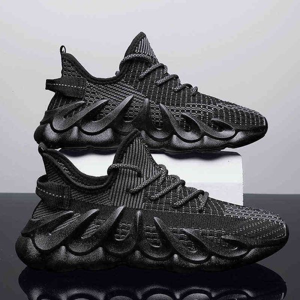 

2021 men's shoes fly weave jelly bottom sports breathable casual large ocs coconut, Black;white