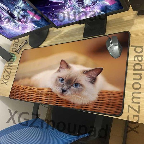

mouse pads & wrist rests xgz basket cat large gaming pad black lock edge custom animal computer keyboard table mat speed rubber stripe non-s